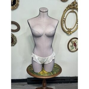 Marie Ellyse Vintage Ivory Satin Embroidered Ruffle Panty Size M